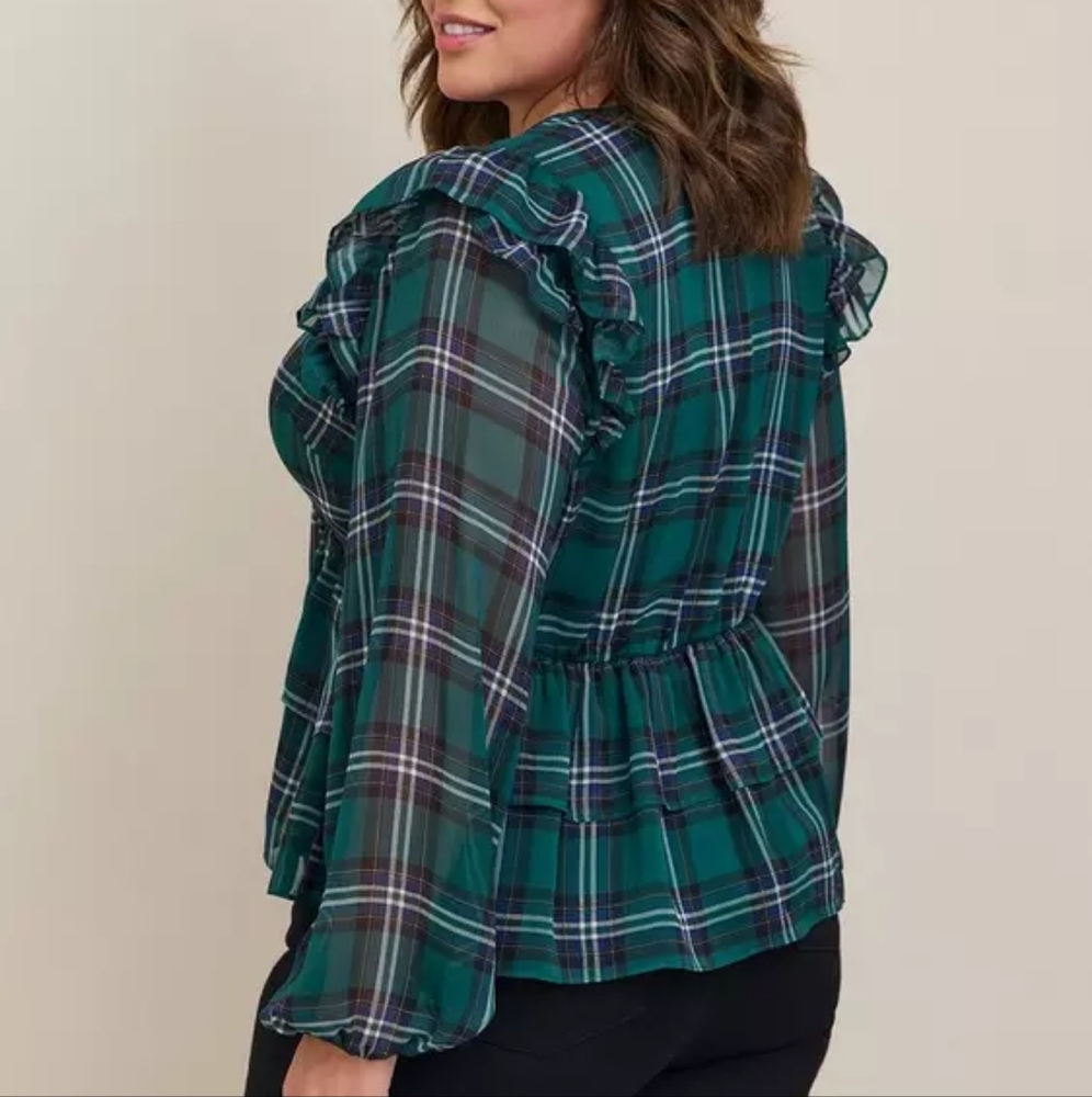 Torrid Chiffon Ruffled Surplice Crop Top - Picture 2 of 5